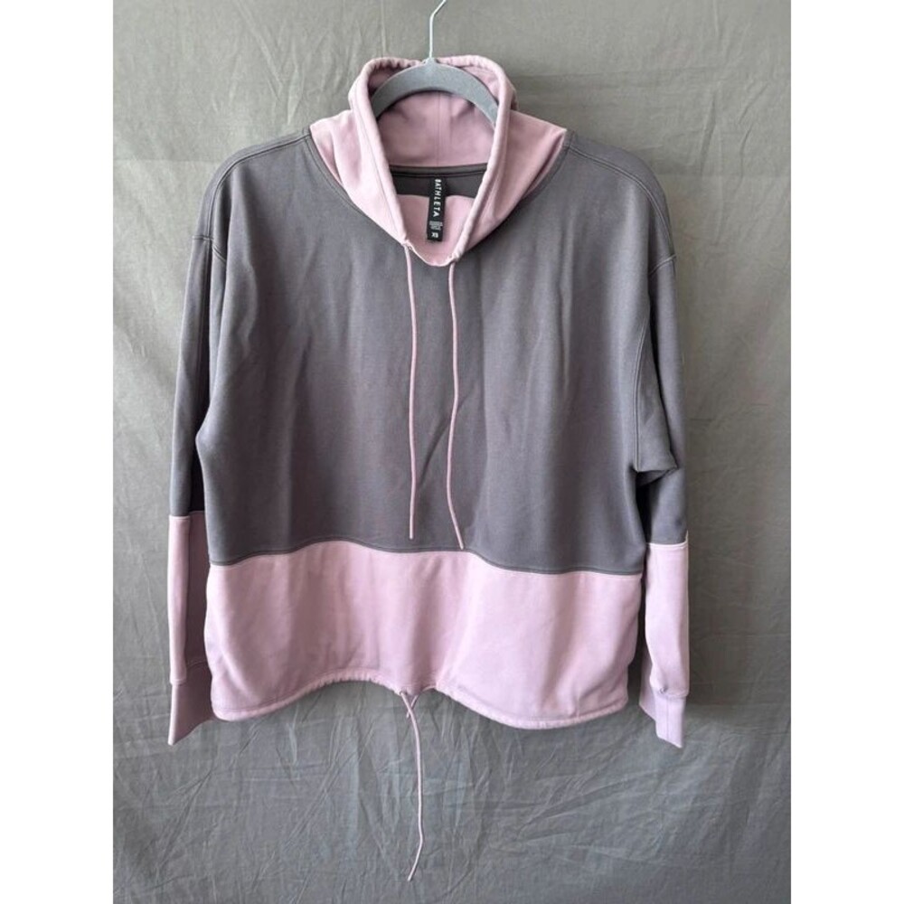 Athleta Hermosa Colorblock Cowl Neck Sweatshirt Lilac Grey - XS (Flaw)